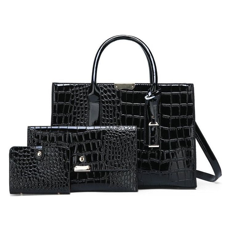 Crocodile Elegance: European Style Solid Color Handbag