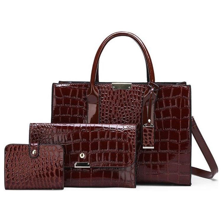 Crocodile Elegance: European Style Solid Color Handbag