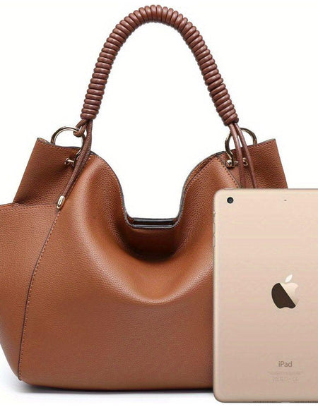 Designer Soft Hobo Bag with Unique Braided Woven Handle