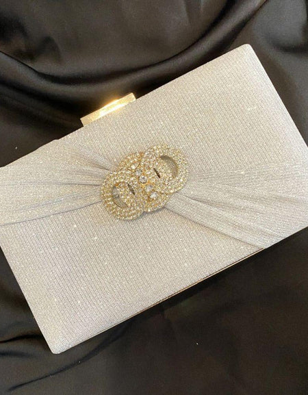 Diamond button-filled square clutch bag Diagonal wedding birthday