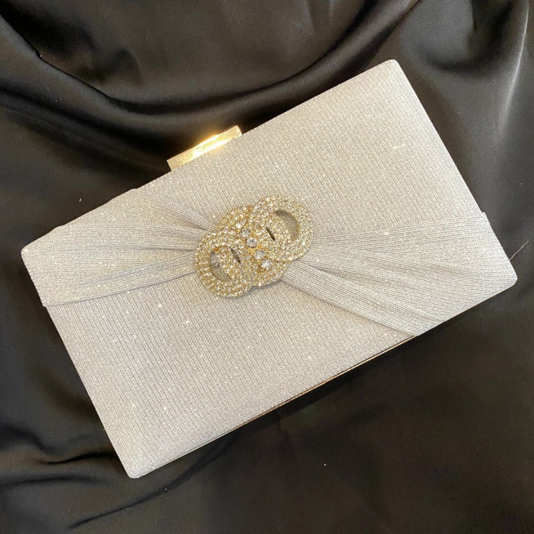 Diamond button-filled square clutch bag Diagonal wedding birthday