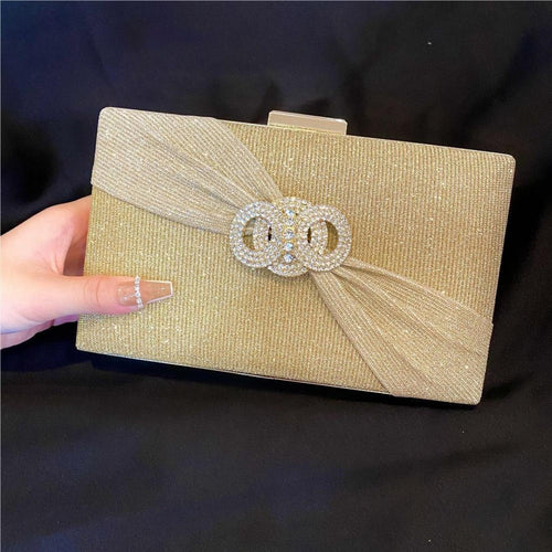 Load image into Gallery viewer, Diamond button-filled square clutch bag Diagonal wedding birthday
