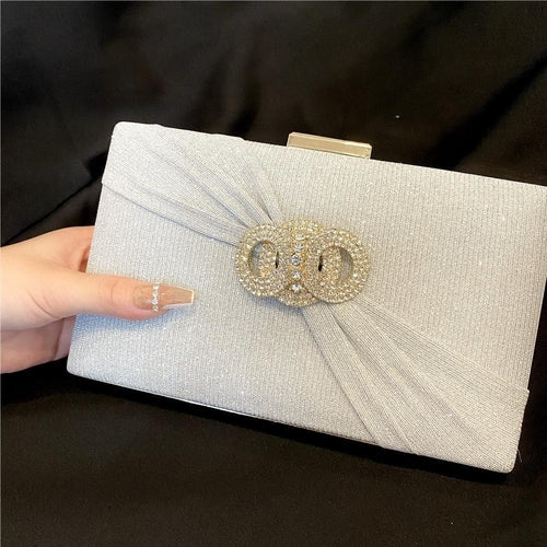 Load image into Gallery viewer, Diamond button-filled square clutch bag Diagonal wedding birthday
