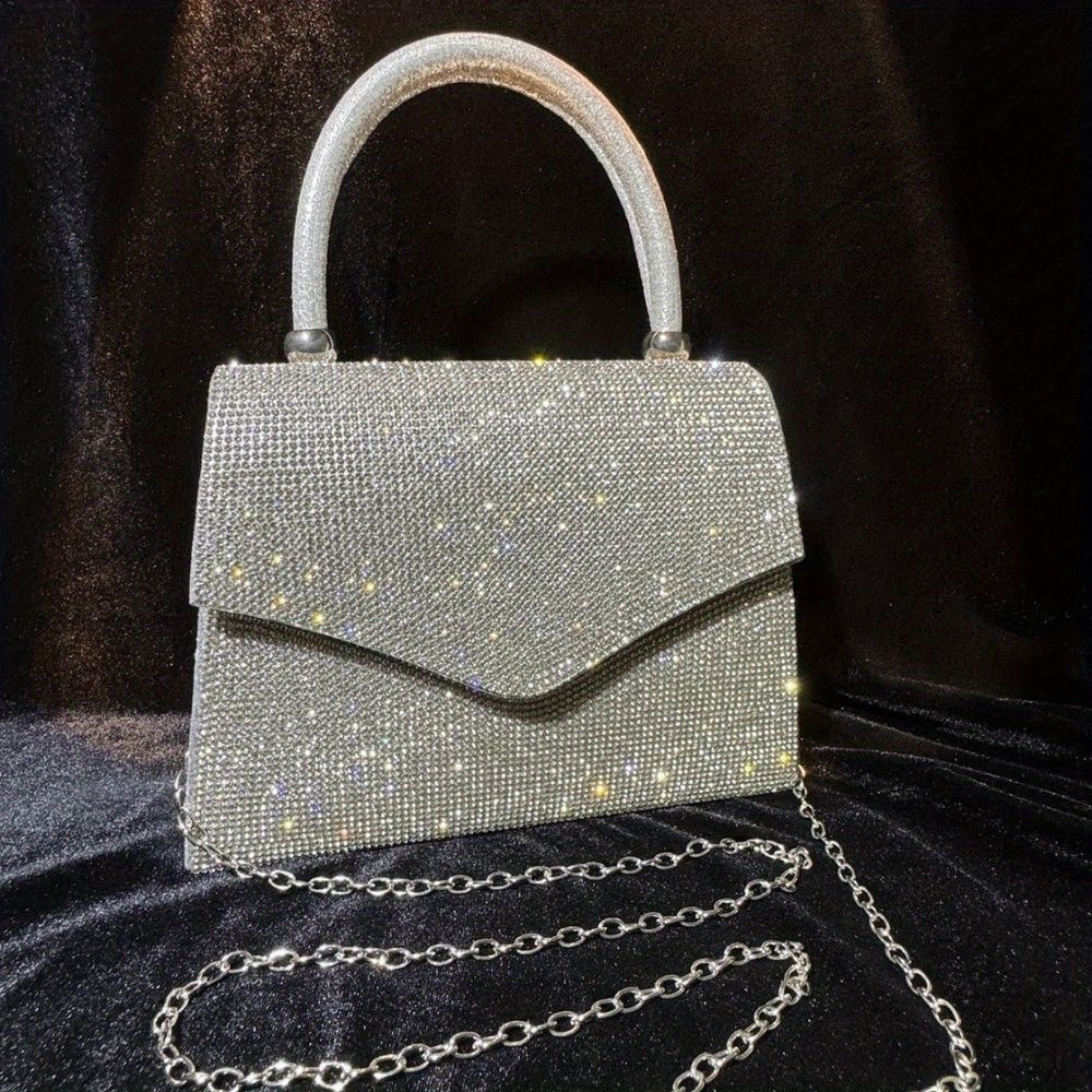 Evening Bag Clutch Purses for Women, Rhinestone silver dinner handbag