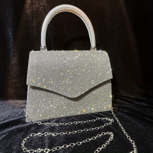 Load image into Gallery viewer, Evening Bag Clutch Purses for Women, Rhinestone silver dinner handbag
