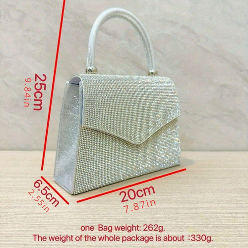 Load image into Gallery viewer, Designer Evening Bag Clutch Purses for Women - Rhinestone Silver Dinner Handbag
