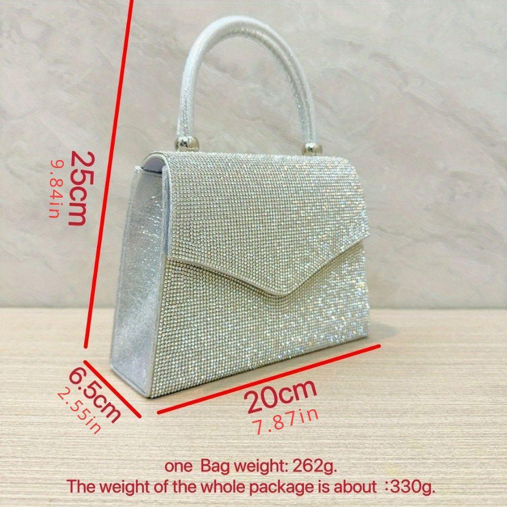 Designer Evening Bag Clutch Purses for Women - Rhinestone Silver Dinner Handbag