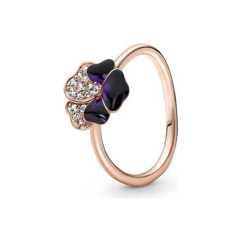 Load image into Gallery viewer, PANDORA JEWELS Mod. DEEP PURPLE PANSY FLOWER - RING - Size 52-0
