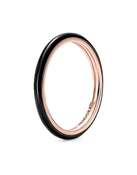 PANDORA JEWELS Mod. BLACK ENAMEL - RING - Size 52-0