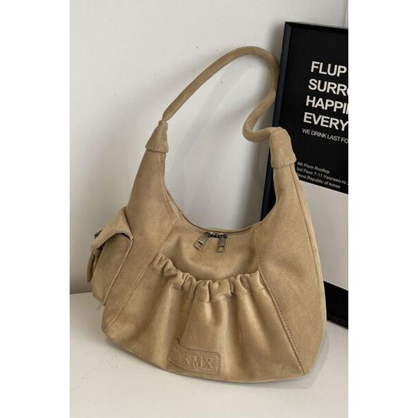 Stunning Ruched Suede Handbag with Zipper