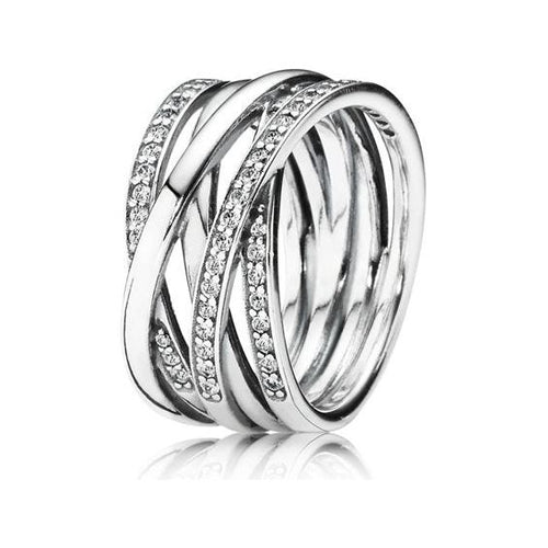 Load image into Gallery viewer, PANDORA JEWELS Mod. SPARKLING &amp; POLISHED LINES - RING - Size 52-0
