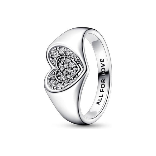 Load image into Gallery viewer, PANDORA JEWELS Mod. RADIANT HEART PAVE SIGNET - RING - Size 52-0
