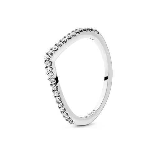 Load image into Gallery viewer, PANDORA JEWELS Mod. WISHBONE SILVER - RING WITH CLEAR CUBIC ZIRCONIA - Size 48 ***SPECIAL PRICE***-0
