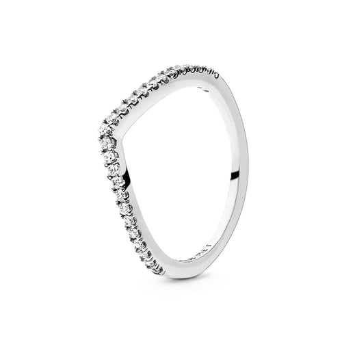 Load image into Gallery viewer, PANDORA JEWELS Mod. WISHBONE SILVER - RING WITH CLEAR CUBIC ZIRCONIA - Size 58-0
