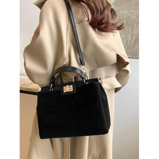 Designer Solid Color Handbag with Removable Strap