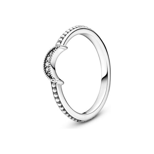 Load image into Gallery viewer, PANDORA JEWELS Mod. CRESCENT MOON BEADED - RING - Size 48-0
