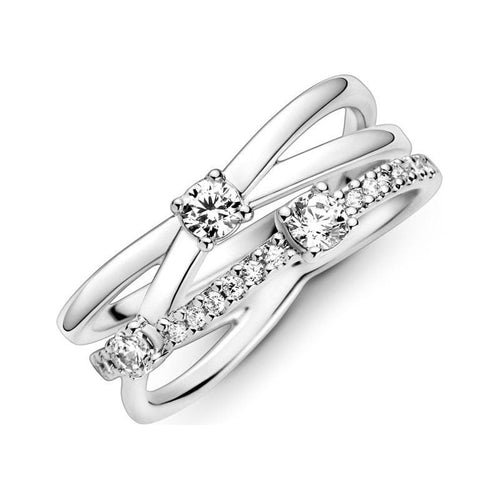 Load image into Gallery viewer, PANDORA JEWELS Mod. SPARKLING TRIPLE BAND - RING - Size 52-0
