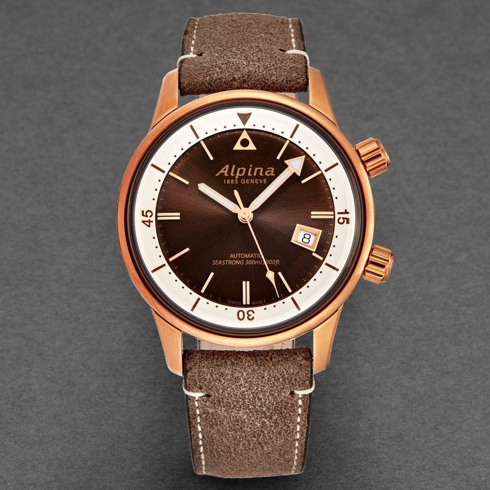 Alpina Men's AL525BRC4H4 'Seastrong' Diver Heritage Brown Dial Bronze PVD Automatic Watch