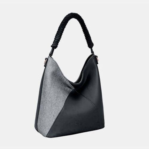 David Jones Woven Handle PU Leather Handbag - A Statement of Elegance