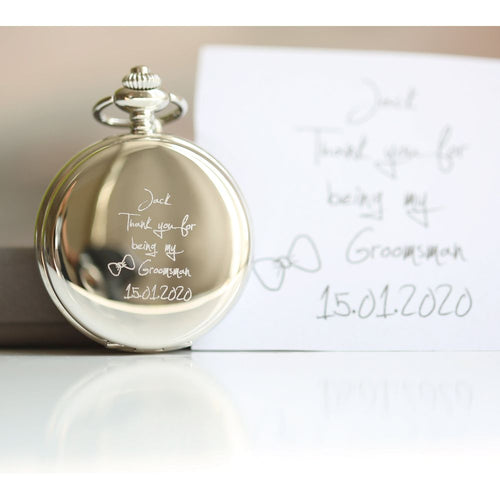 Load image into Gallery viewer, Handwriting Engraved Roman Skeleton Pocket Watch
