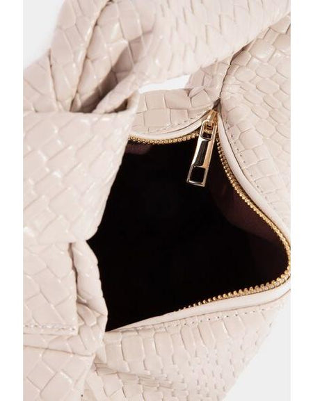 Fame Weave Pattern Knotted Handle Handbag