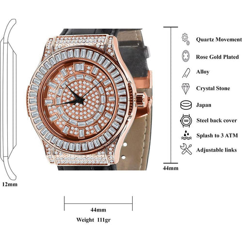 Load image into Gallery viewer, Conspicuous Bling Leather Watch - A Timeless Masterpiece
