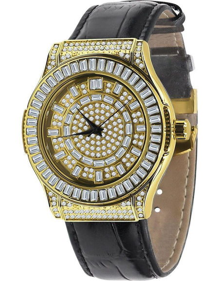 Conspicuous Bling Leather Watch - A Masterpiece of Time