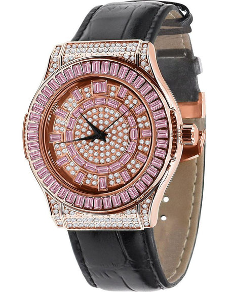 Conspicuous Bling Leather Watch