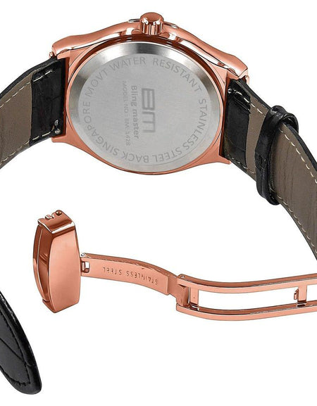 Palatial Bling Leather Watch | A Symphony of Elegance