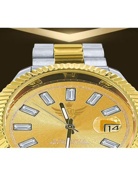 Bling Master Cosmic Steel CZ Watch - A Symphony of Elegance