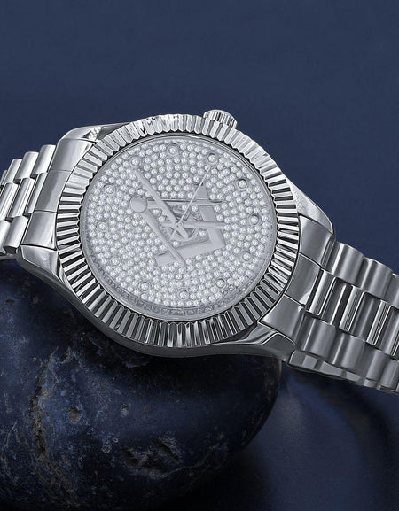 ARIES MASONIC ICED OUT HIP HOP METAL WATCH | 562991