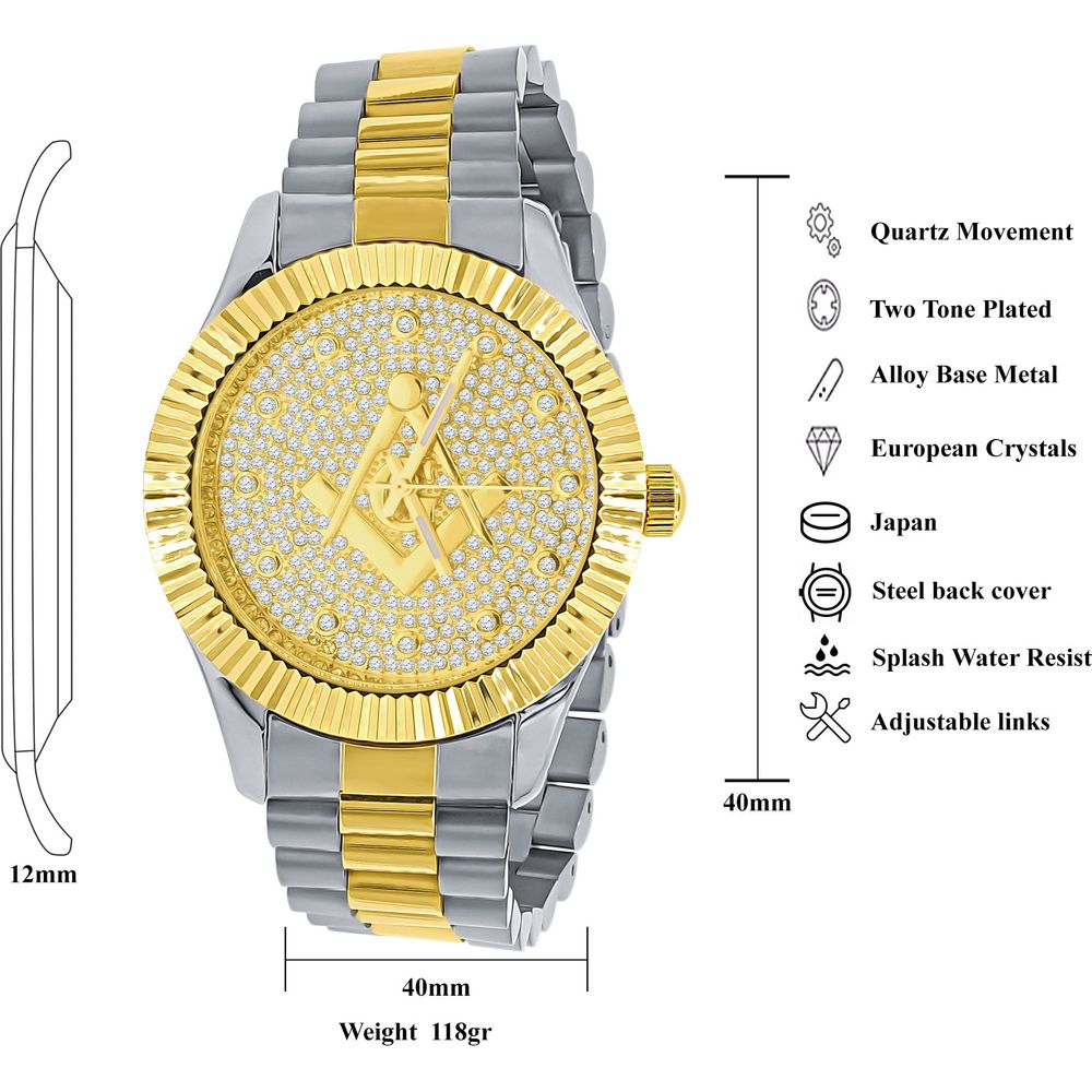 ARIES MASONIC ICED OUT HIP HOP METAL WATCH | 5629942