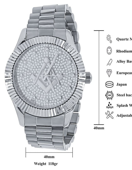 ARIES MASONIC ICED OUT HIP HOP METAL WATCH | 562991