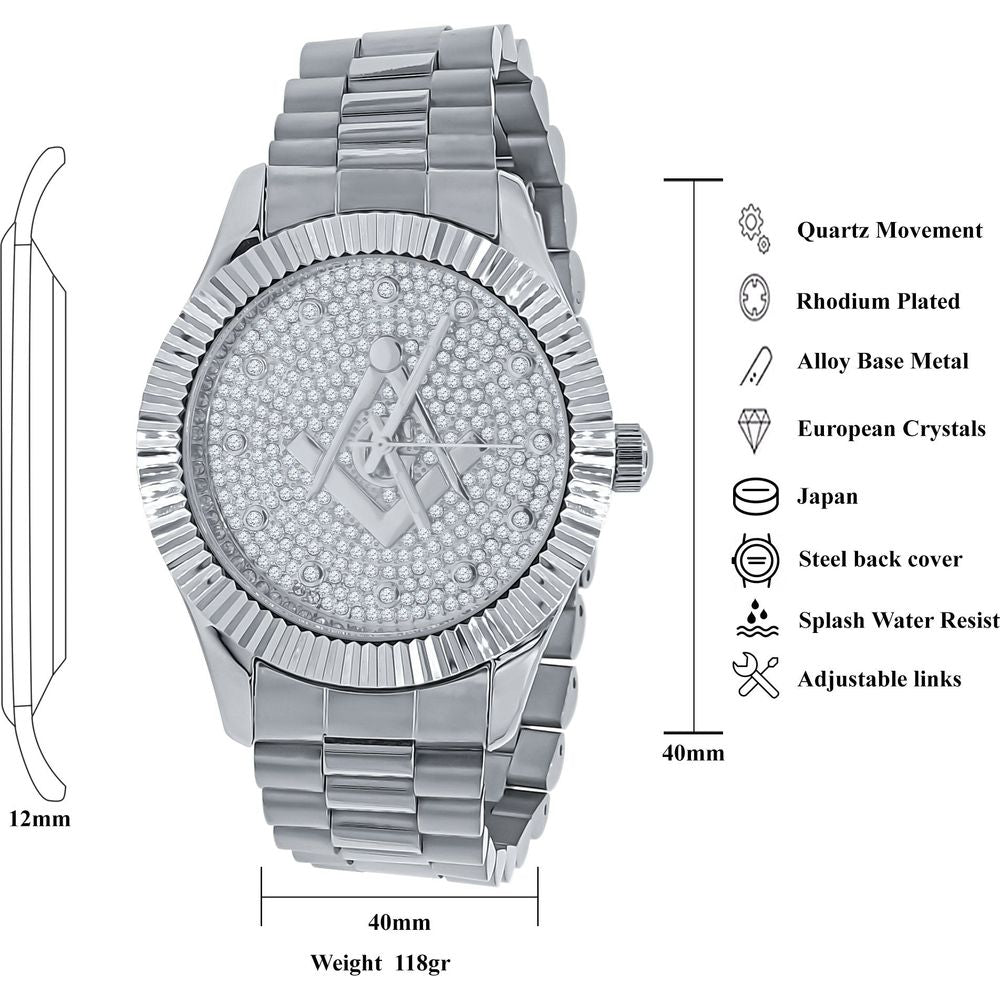 ARIES MASONIC ICED OUT HIP HOP METAL WATCH | 562991