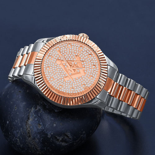 Load image into Gallery viewer, ARIES MASONIC ICED OUT HIP HOP METAL WATCH | 5629918

