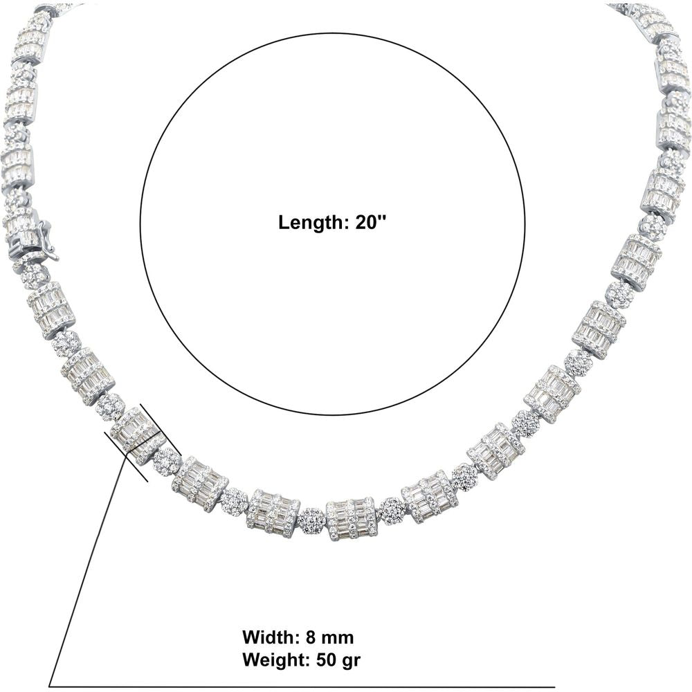 LUXURIA SILVER ICED OUT CZ 8MM CHAIN I 9219241