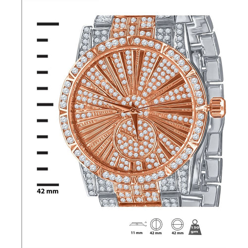 Load image into Gallery viewer, LUXE ROMAN INDEXED ICED OUT WATCH &amp; BRACELET SET I 5307118
