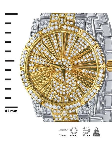 LUXE Roman Indexed Iced Out Watch & Bracelet Set