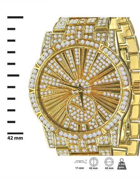 LUXE Roman Indexed Iced Out Watch & Bracelet Set