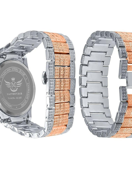 LUXE Roman Indexed Iced Out Watch & Bracelet Set