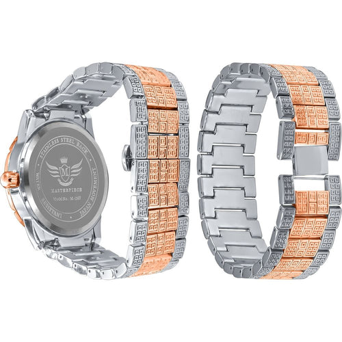 Load image into Gallery viewer, LUXE ROMAN INDEXED ICED OUT WATCH &amp; BRACELET SET I 5307118
