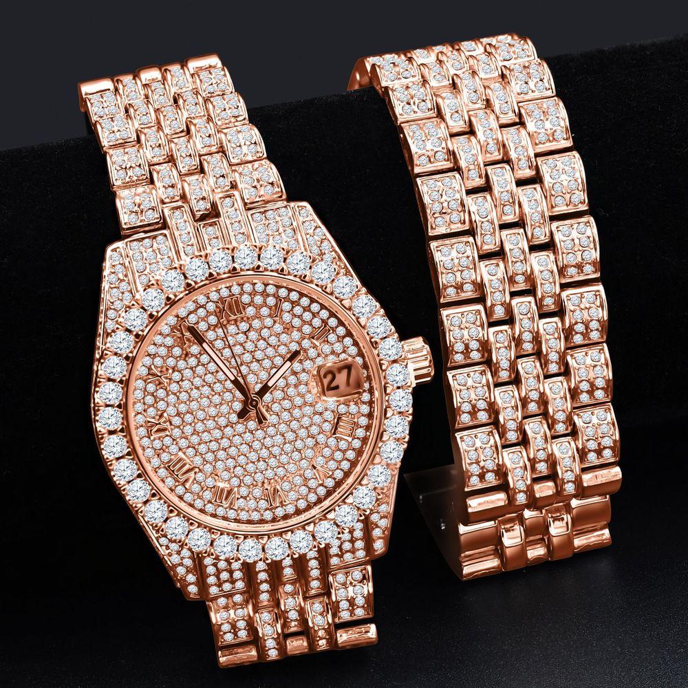 PURPUREUS 5-LINK ICED OUT WATCH & BRACELET SET I 530705