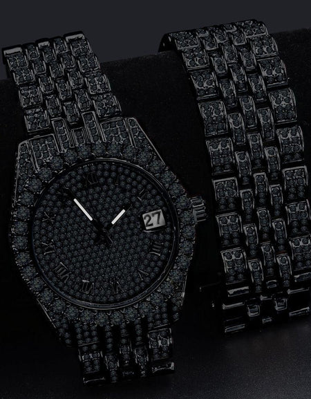 PURPUREUS 5-Link Iced Out Watch & Bracelet Set: A Luxe Statement Piece