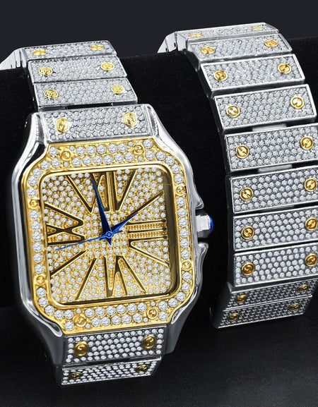PRODIGIOUS Stainless Steel Crystal Watch Set: A Touch of Elegance