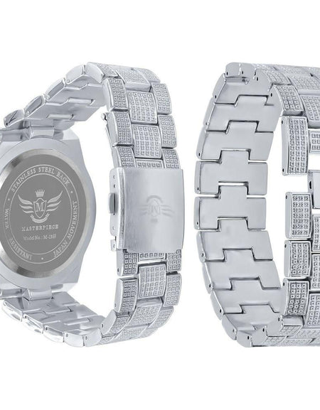 Bling Master Oyster Baguette Bezel Iced Out Watch & Bracelet Set
