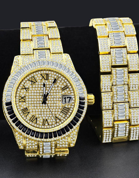 Oyster Crystal Stones Watch Set - A Timeless Combination of Elegance and Functionality