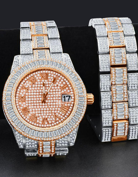 OYSTER Crystal Stones Watch Set - Exquisite Luminescence