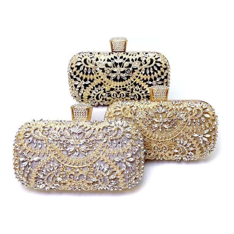 2022 Diamond Evening Clutch Bag For Women Wedding Golden Clutch Purse