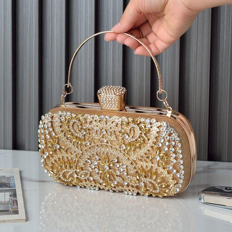 2022 Diamond Evening Clutch Bag For Women Wedding Golden Clutch Purse