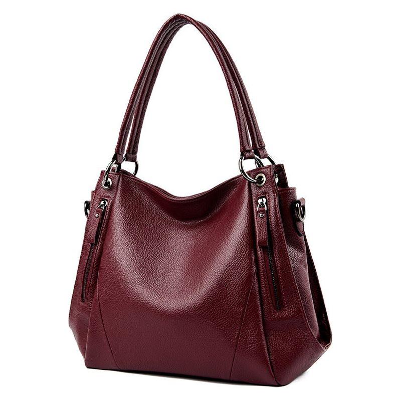 Luxurious Soft Leather Boston Style Handbag for Women